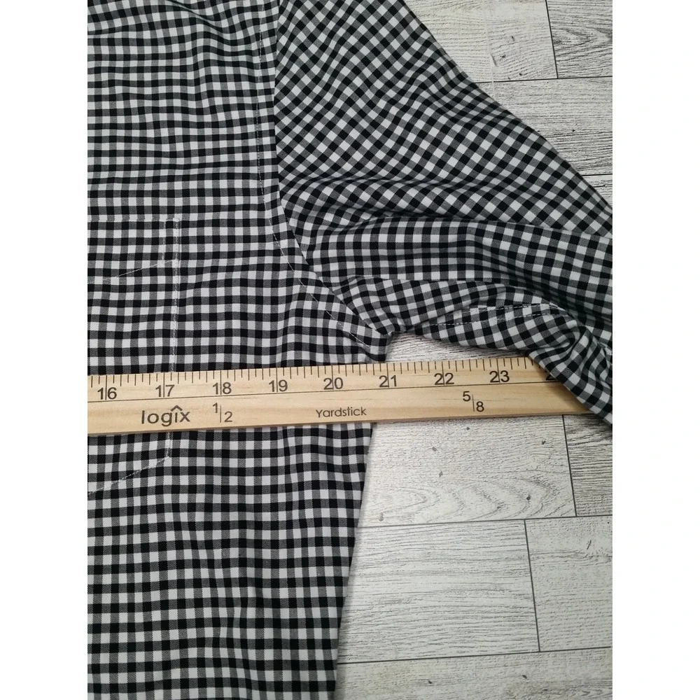 Banana Republic Button Down Plaid Shirt Dress Slim Fit Non Iron Long Sleeve Sz L